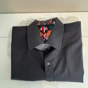 Robert Graham XL Dress Shirt Skull Print Flip Cuff Union Jack EUC